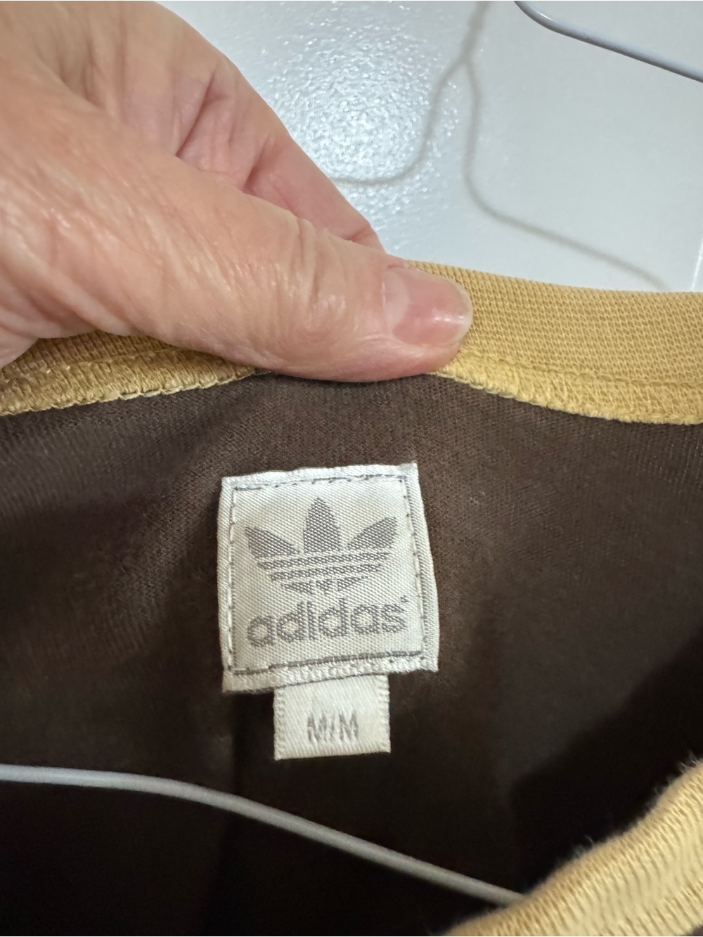 adidas Brown Crewneck with Tan Rib Trim - Picture 3 of 4